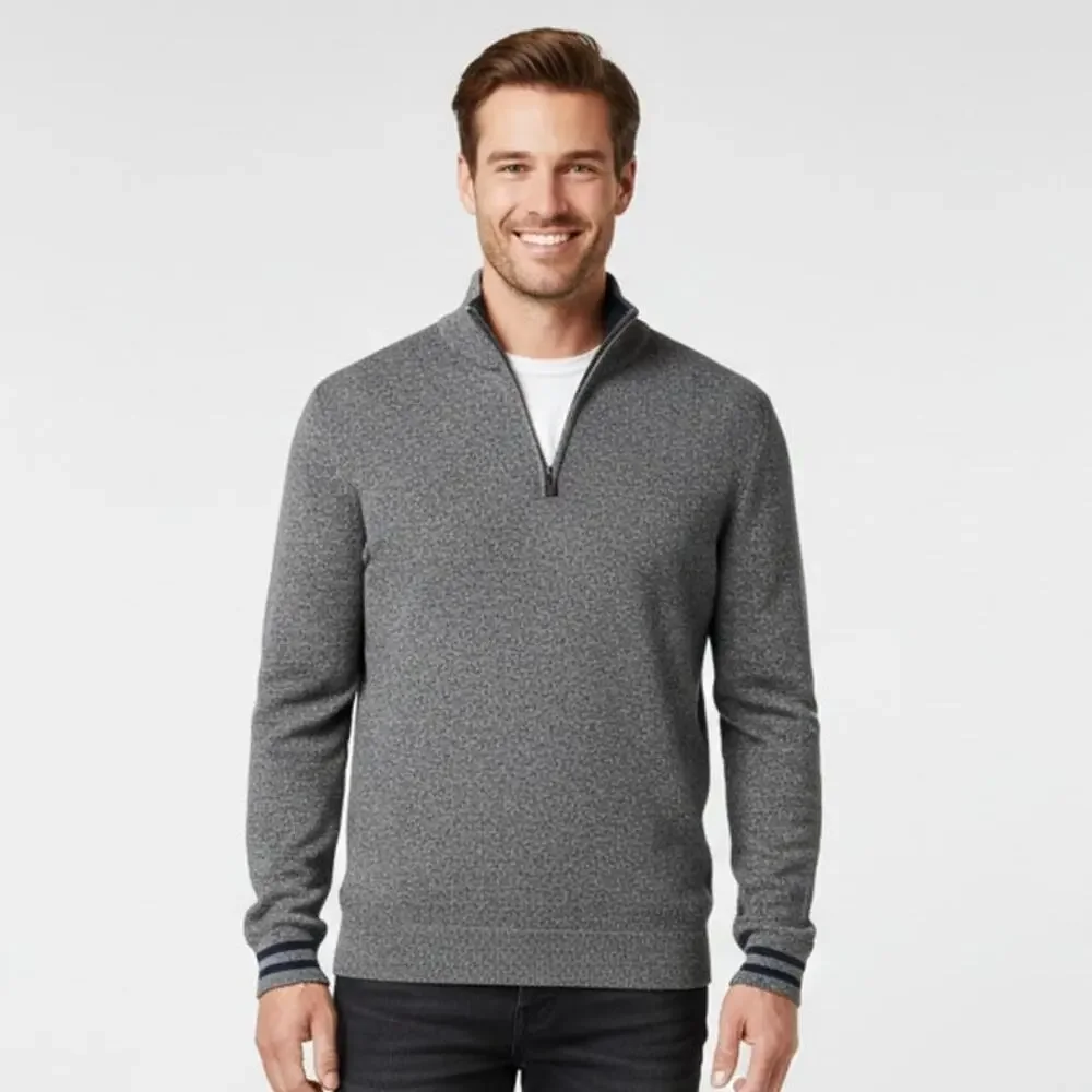 Banana Republic Sweater Mens Small Gray Pima Cotton Cashmere 1/4 Zip Pullover